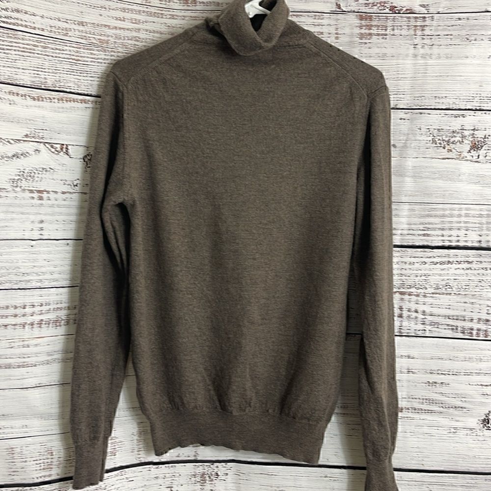 Yoox Sweater Womens Xl Turtle Neck 90’s Virgin Wool Italian Knit Brown Academia — image 4 of 8